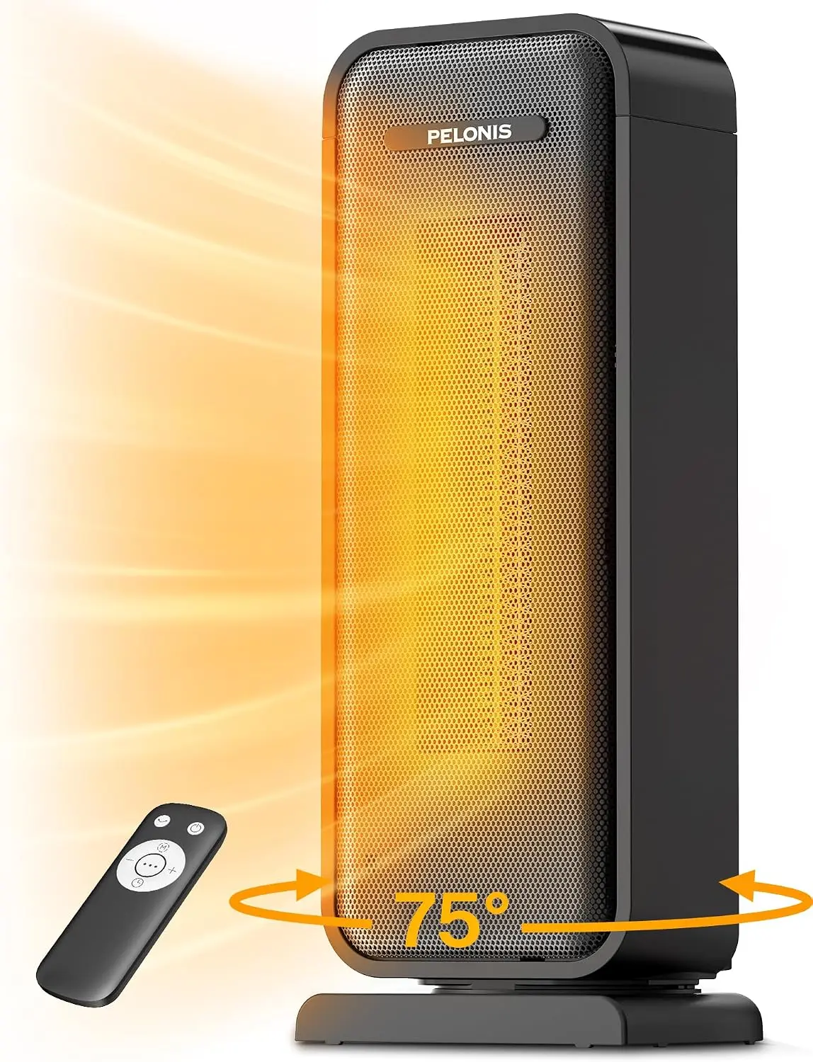 Pelonis 1500w Electric Space Heater for Indoor Use with Thermostat, Oscillation and Remote – Portable Ceramic Heater for Bedroom, Home and for Office Under Desk